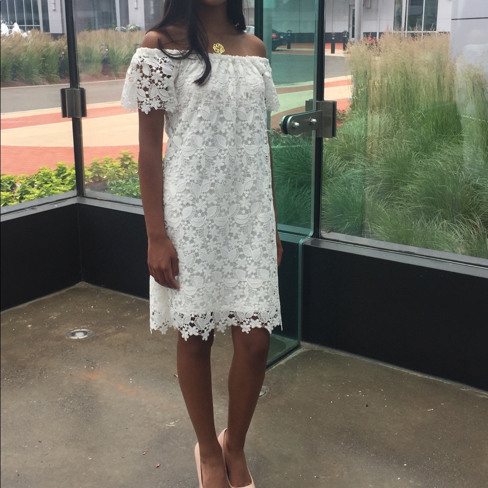 Ralph Lauren white lace off the shoulder dress